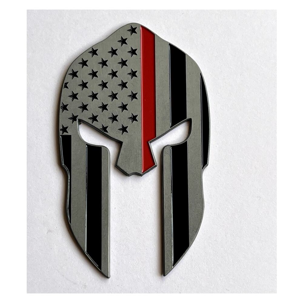 Thin Red Line FD American Flag Car Decal Spartan Helmet Vehicle Emblem